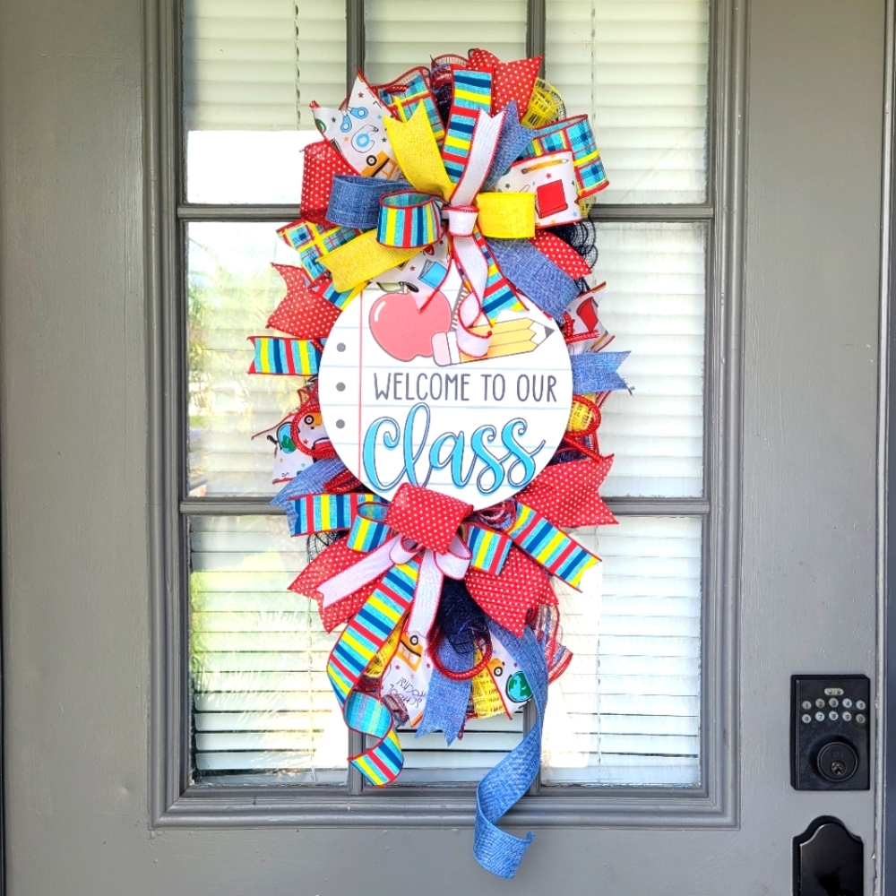 Back to School Swag Wreath, Class Wreath, Welcome to Class, Teacher Wreath